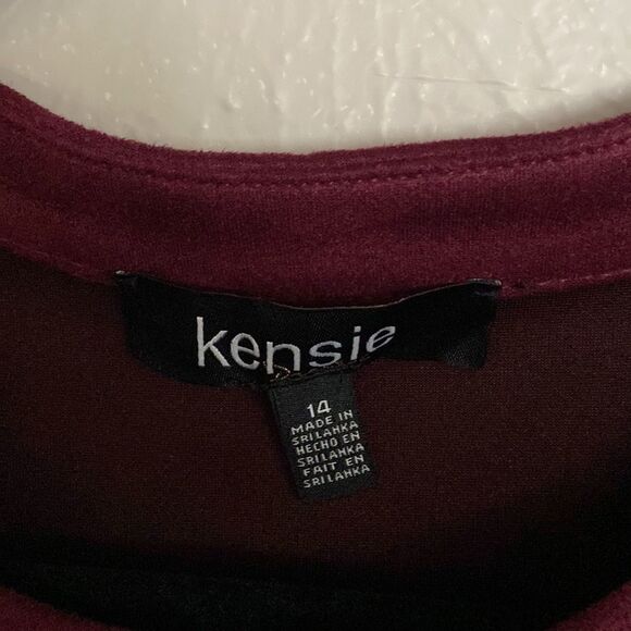 Kenzie Faux-Suede Shift Dress NWT Burgundy color size 14 - Picture 5 of 12